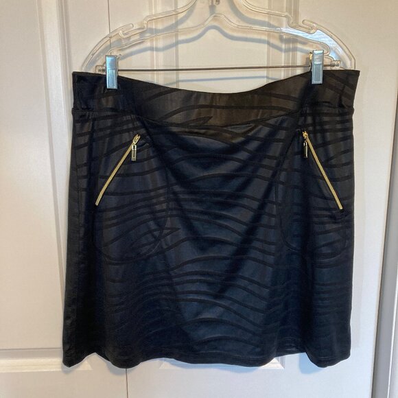 #43Jamie Sadock Black with Gold Zippers Golf Skort, Size XL - Picture 1 of 9
